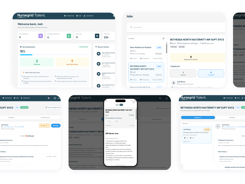 Screenshot of NurseGrid Talent Platform